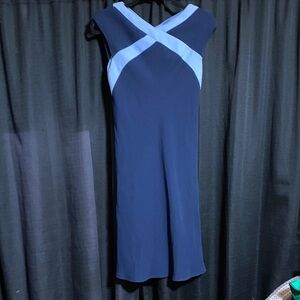 Amanda Smith Navy and Light Blue Midi Dress
